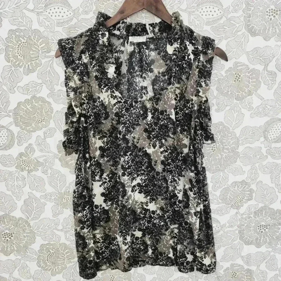 Converse One Star Chiffon Sleeveless Blouse XL‎ Scoop Neck Floral Printed - Picture 1 of 8